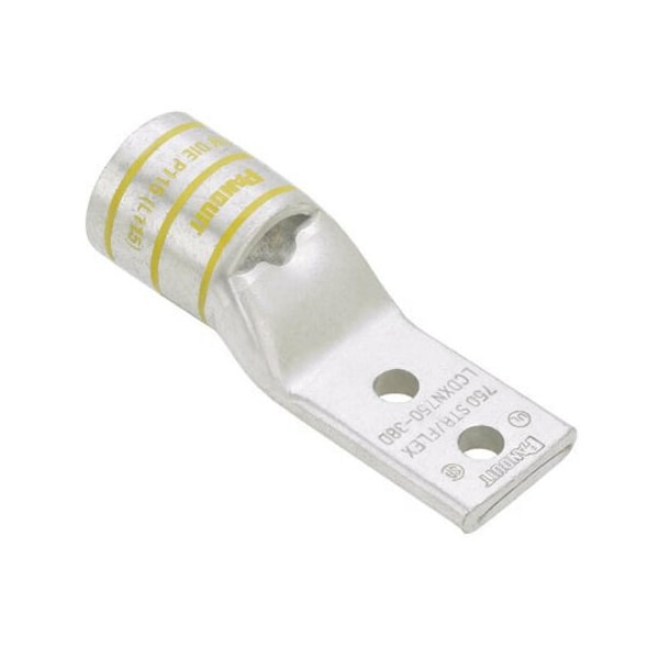 One-Hole Compression Lug, 350 kcmil Max, Standard Barrel, Copper, Blue